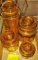 VINTAGE AMBER GLASS CANNISTER SET -  PICK UP ONLY