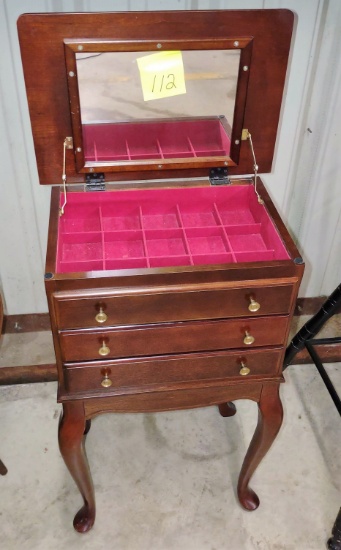 QUEEN ANNE STYLE JEWELRY BOX ON LEGS - PICK UP ONLY