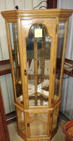 NICE OAK CORNER CABINET (Lights up) - PICK UP ONLY