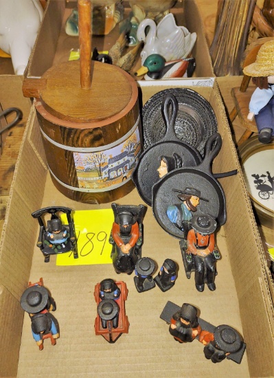MINIATURE CAST IRON ITEMS, ETC.