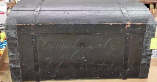 1800's SIGNED "HEINRICH LUTZ" IMMIGRANT'S CHEST with KEY- PICK UP ONLY