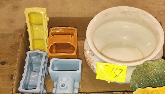 VINTAGE POTTERY TRAIN PLANTER, STONEWARE -  PICK UP ONLY