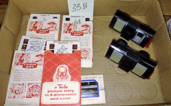 VINTAGE VIEWER & SLIDES (1 viewer missing lense)