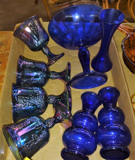 COBALT GLASSWARE, ETC. -  PICK UP ONLY