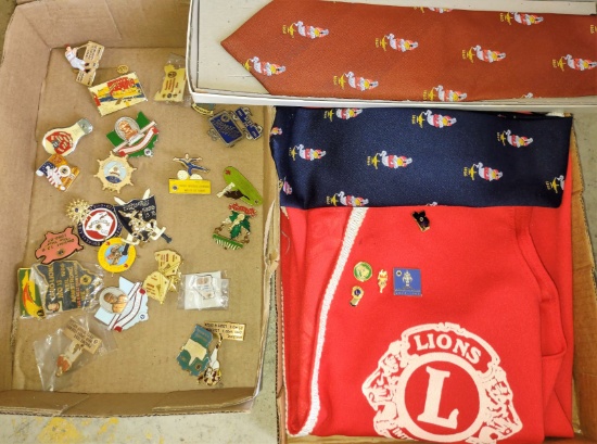 LIONS CLUB PINS, VEST, ETC.