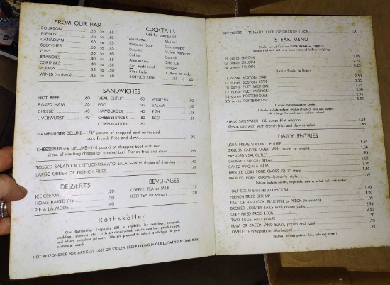 VINTAGE KEKIC'S ST. CLAIRE AVE, CLEVELAND, OH MENU