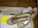 SEQUINED EVENING BAG & 9.5 SHOES