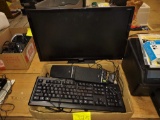 COMPUTER FLATSCREEN MONITOR, KEYBOARD, SPEAKERS -  PICK UP ONLY