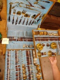 VINTAGE THAI 180+ PIECE BRONZE-BRASS & ROSEWOOD FLATWARE SET with EXTRAS (COMPLETE) - PICK UP ONLY