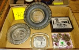 VINTAGE ASHTRAYS, BANK, ETC.