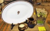 LUSTERWARE, TEA LEAF IRONSTONE PLATTER & DECORATIVE ARRANGEMENT - PICK UP ONLY