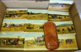 VINTAGE POSTCARDS & LEATHER GLASS SLEEVE