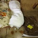 CHENILLE BEDSPREAD, ARMY GREEN BLANKET - PICK UP ONLY
