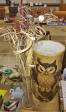LARGE CERAMIC OWL VASE & ARRANGEMENT- PICK UP ONLY