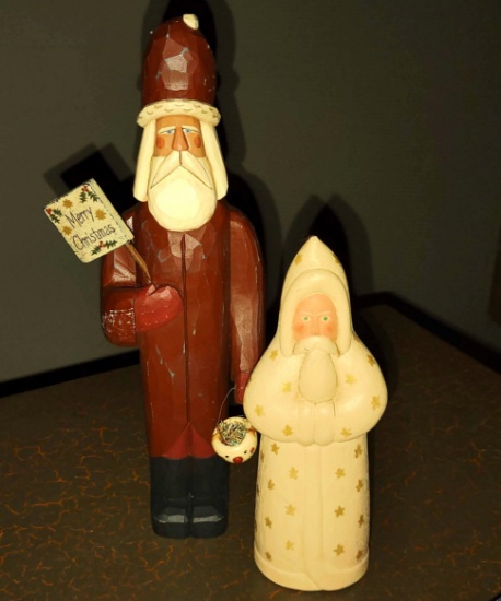 CARVED WOODEN SANTA CLAUS FIGURES