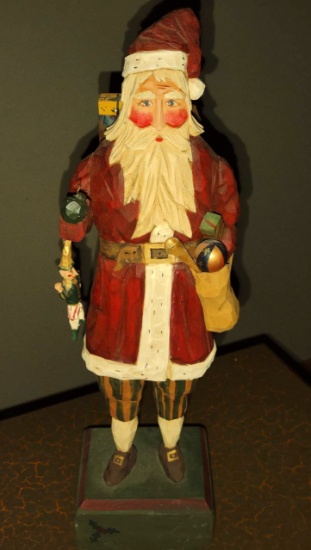 LG. 16.5" CARVED WOODEN SANTA CLAUS - PICK UP ONLY
