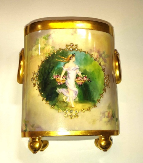 1905 HAND PAINTED LIMOGES FLOWER POT