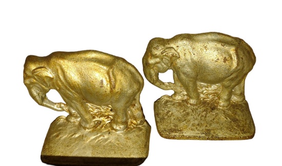 PAIR OF VINTAGE CAST IRON ELEPHANT BOOKENDS