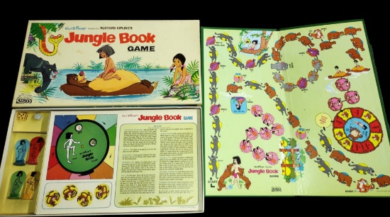 VINTAGE 1966 THE JUNGLE BOOK PARKER BROS. BOARD GAME with UNUSED PCS. (VERY NICE CONDITION)