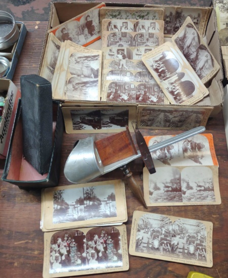 1800's "PERFECSCOPE" STEREOVIEWER & CARD SET with GOOD CARDS!!