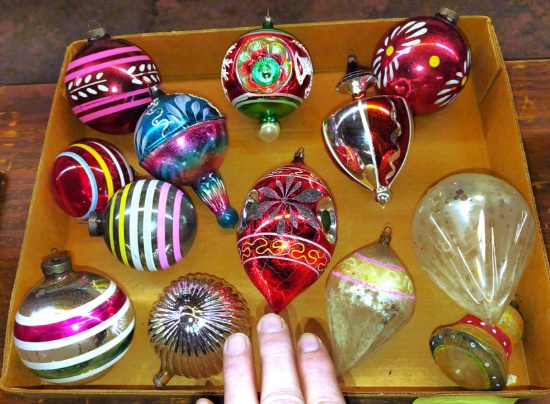 LARGE VINTAGE GLASS CHRISTMAS ORNAMENTS - PICK UP ONLY