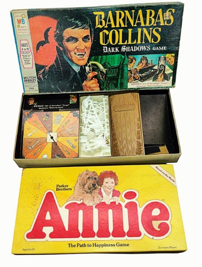 VINTAGE BARNABAS COLLINS DARK SHADOW & ANNIE BOARD GAMES "AS IS" - PICK UP ONLY