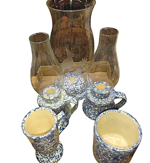 BLUE & WHITE SPONGEWARE ITEMS - PICK UP ONLY