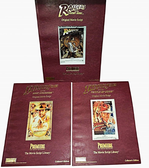 (3) 1990's LUCAS FILMS INDIANA JONES PREMIERE COLLECTOR MOVIE SCRIPTS