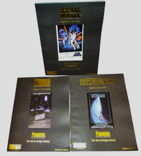 (3)1990's LUCAS FILMS STAR WARS PREMIERE COLLECTOR MOVIE SCRIPTS