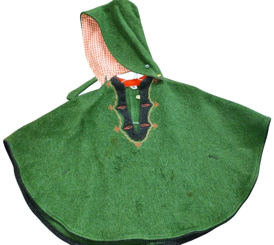 VINTAGE CHILD's 1960's WOOL CAPE "AS IS" (Some worn areas on front - shown)