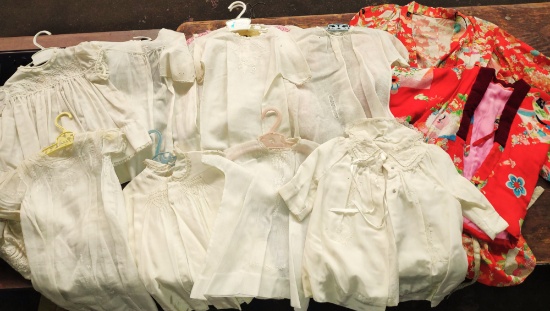 LARGE LOT OF NICE VINTAGE BABY CLOTHING + CHILDREN'S ORIENTAL ROBES (1 has some staining)