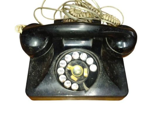 VINTAGE BLACK ART DECO BAKELITE ROTARY DIAL TELEPHONE