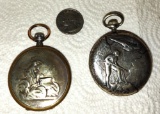 2 ANTIQUE MEPHISTO & VULCAIN 15 JEWEL GRAND PRIX POCKET WATCHES (NOT RUNNING)
