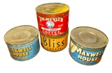 VINTAGE YACHT, MAXWELL HOUSE & BLISS COFFEE TINS
