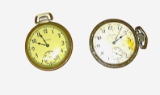 VINTAGE POCKET WATCHES with INGRAHAM STURDY (RUNS) + ELGIN RAILROAD (NOT RUNNING)