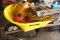 WHEELBARROW (HAS HOLE), FUEL CANS, 2 STEP LADDER, EXT. CORD - PICK UP ONLY
