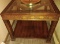 VINTAGE GORDON's ORIENTAL GLASS TOP END TABLE - PICK UP ONLY