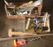 STEEL CHAIN GROUND STAKE, MISC. TOOLS, DOOR HARDWARE, TOTE, ETC. - PICK UP ONLY
