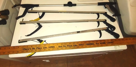 GROUP OF REACHER-GRABBER TOOLS & YARD STICK - PICK UP ONLY