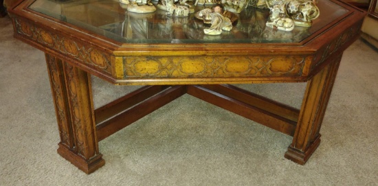 VINTAGE GORDON's ORIENTAL GLASS TOP COFFEE TABLE- PICK UP ONLY