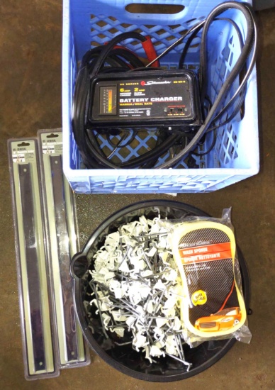 BATTERY CHARGER, MAGNETIC STRIPS, PEGBOARD HOOKS - PICK UP ONLY