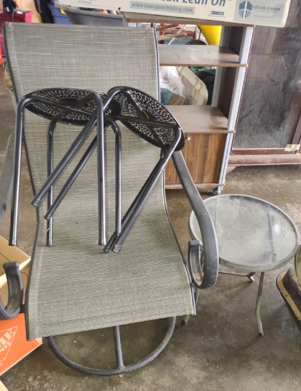 PATIO CHAIR, PLANT STANDS & FOLDING GLASS TOP STAND - PICK UP ONLY
