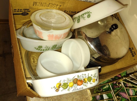 PYREX, STAINLESS POT & LID, ETC. - PICK UP ONLY