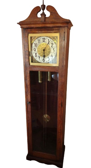 GRANDFATHER CLOCK with OAK CASE (NOT WORKING) - PICK UP ONLY