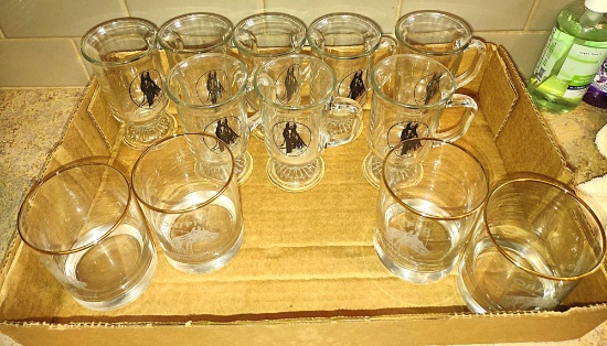 GLASS EQUESTRIAN COFFEE MUGS, ETC. - PICK UP ONLY