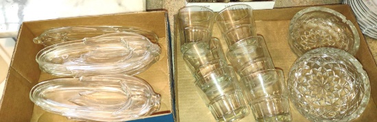 VINTAGE GLASS CORN ON THE COBB PLATES, ETC. - PICK UP ONLY