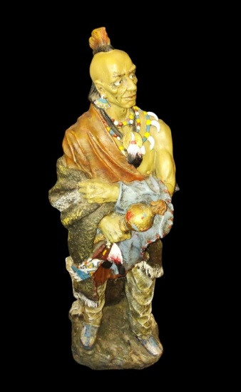 COMPOSITE INDIAN CHIEF FLOOR STATUE