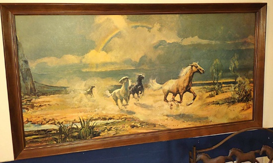VINTAGE 1960's RETRO RICO TAMASO? RAINBOW TRAIL STALLION HARD PRINT (24" x 48") - PICK UP ONLY