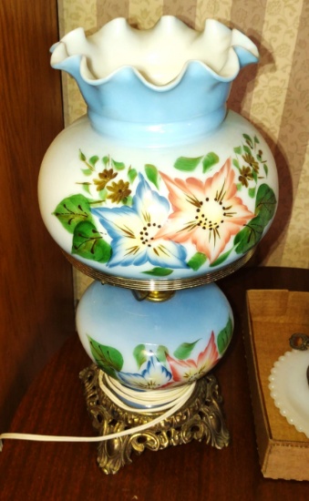 VINTAGE HAND PAINTED ELECTRIFIED LAMP - PICK UP ONLY