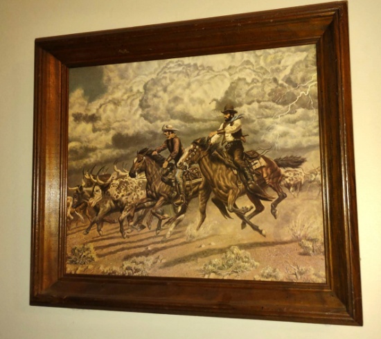 JOE GRANDEE WESTERN COWBOY PRINT "THE CATTLE DRIVE" - PICK UP ONLY